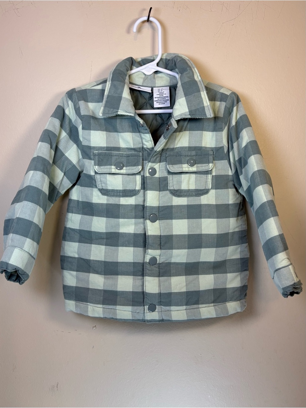 Tommy Bahama Toddler Quilted Flannel Jacket Size 3T Green Plaid Woodland Preppy